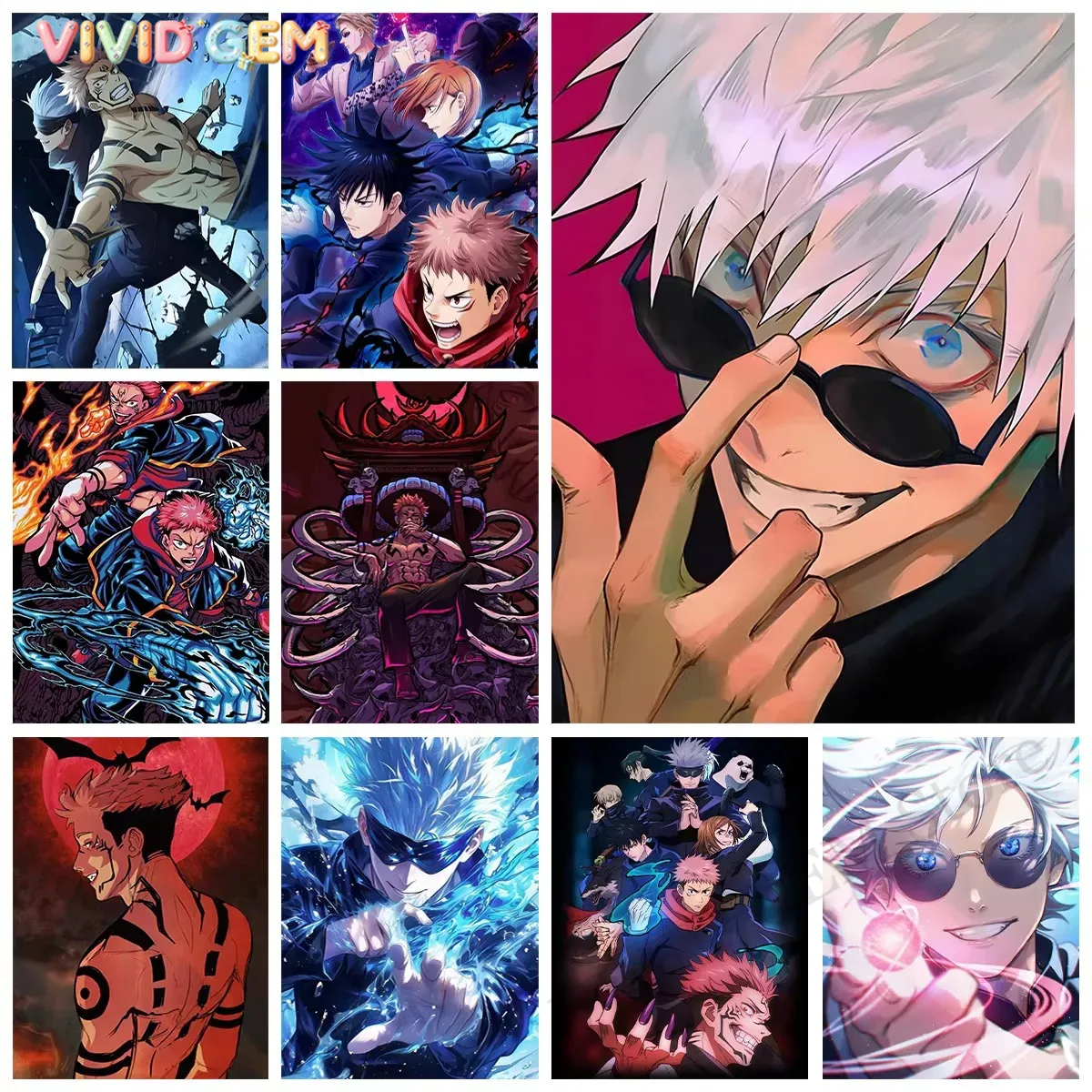 Photo Mosaic Print - VIVID GEM Elmas Boyama Jujutsu Kaisen